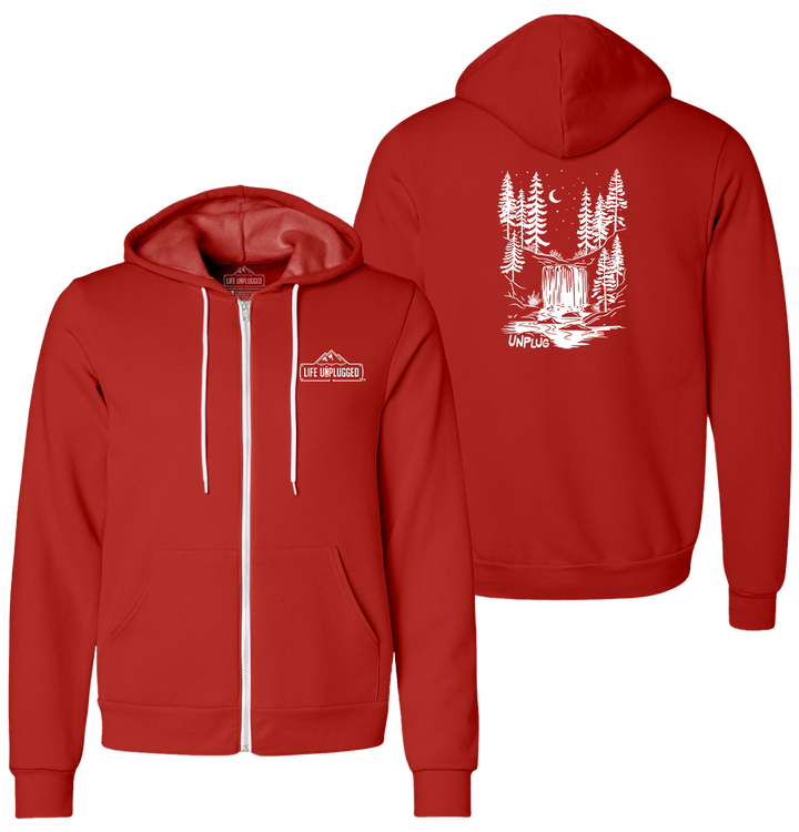 WATERFALL UNDER THE STARS Supersoft Midweight Zip Up Hoodie