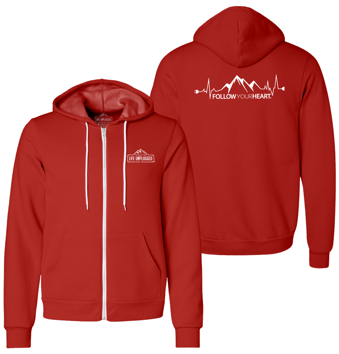FOLLOW YOUR HEART Supersoft Midweight Zip Up Hoodie