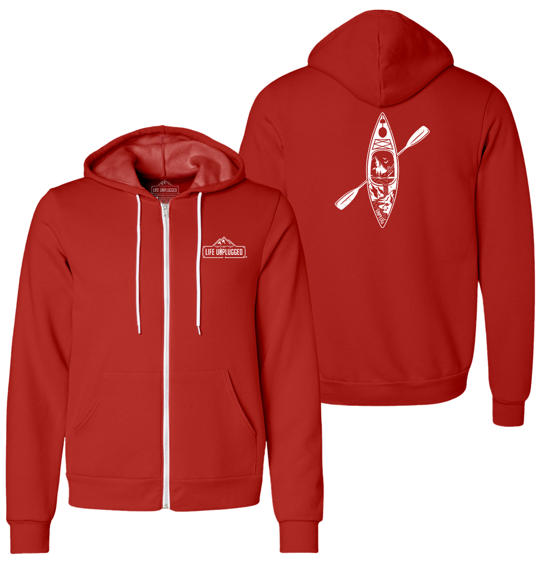 KAYAK MOUNTAIN SCENE Supersoft Midweight Zip Up Hoodie