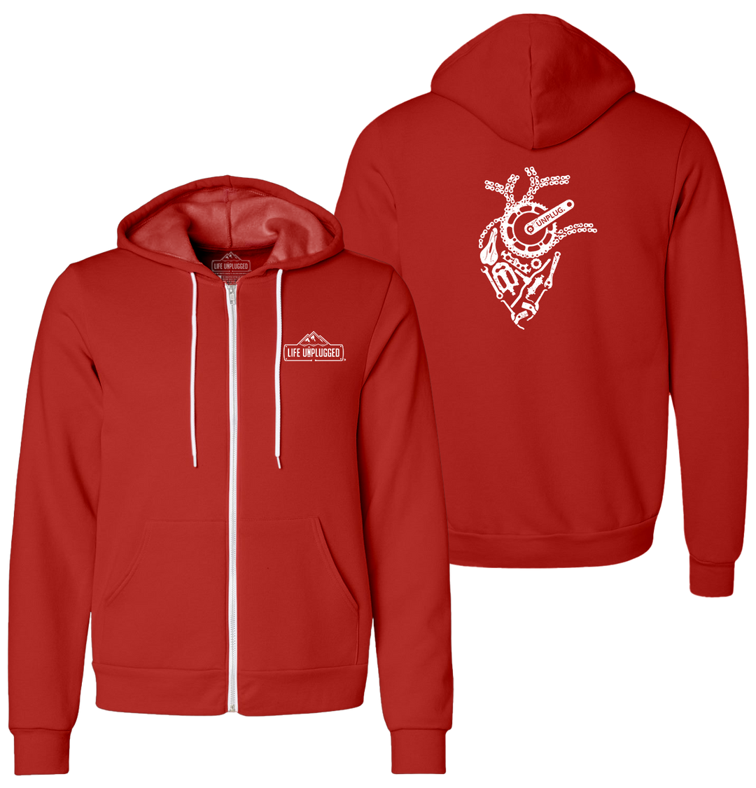 ANATOMICAL HEART (BICYCLE PARTS) Supersoft Midweight Zip Up Hoodie