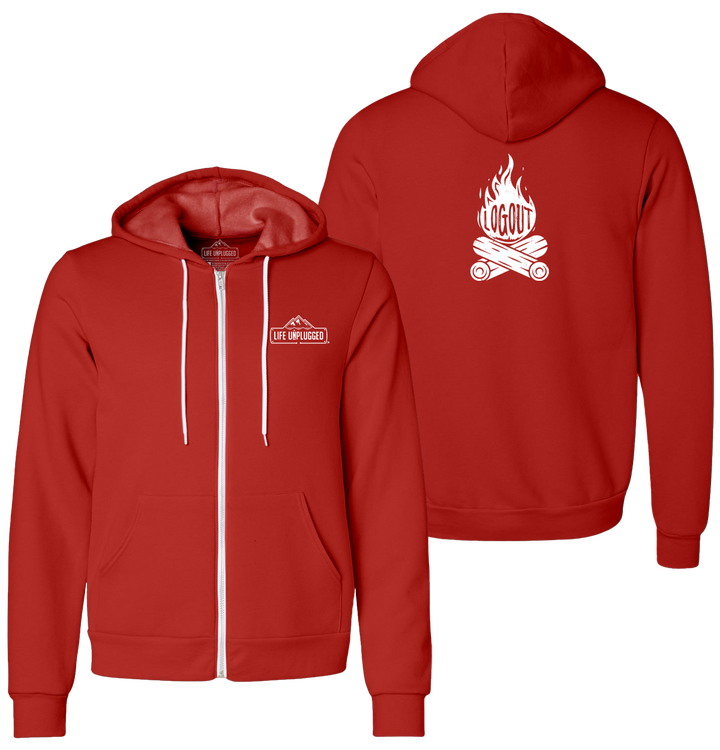 LOG OUT CAMPFIRE Supersoft Midweight Zip Up Hoodie