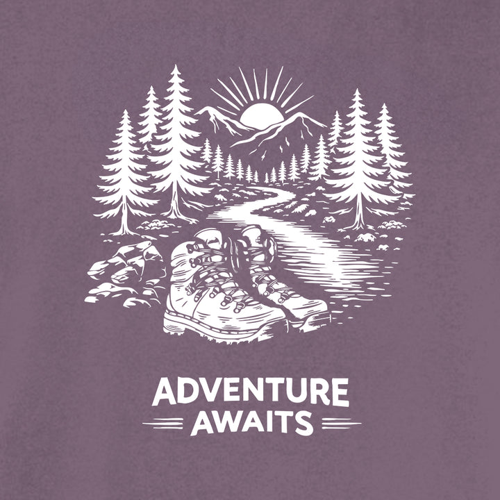 ADVENTURE AWAITS Cotton T-Shirt powered by Comfort Colors®
