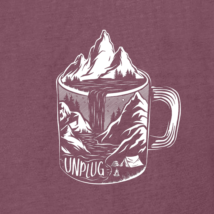 Coffee Mountain Scene Left Chest Women's T-Shirt