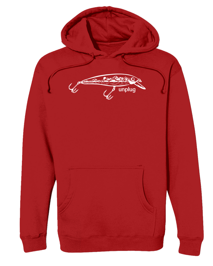 Fishing Lure Mountain Scene Heavyweight Hoodie
