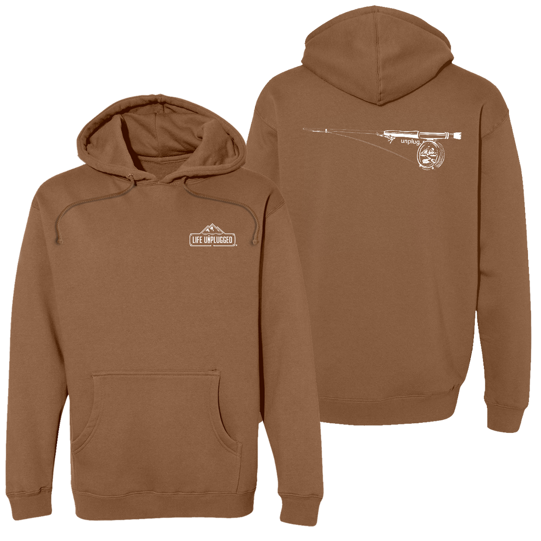 Fly Fishing Mountain Scene Heavyweight Hoodie
