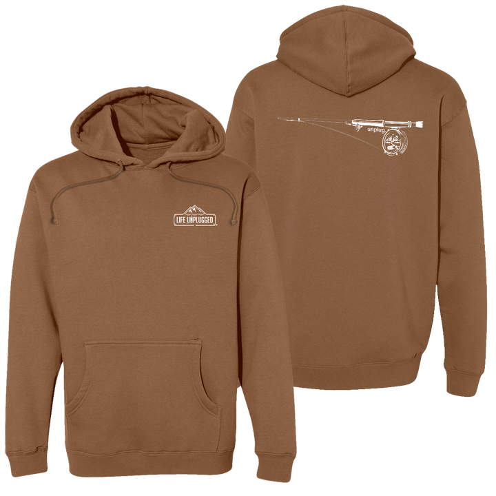 Fly Fishing Mountain Scene Heavyweight Hoodie