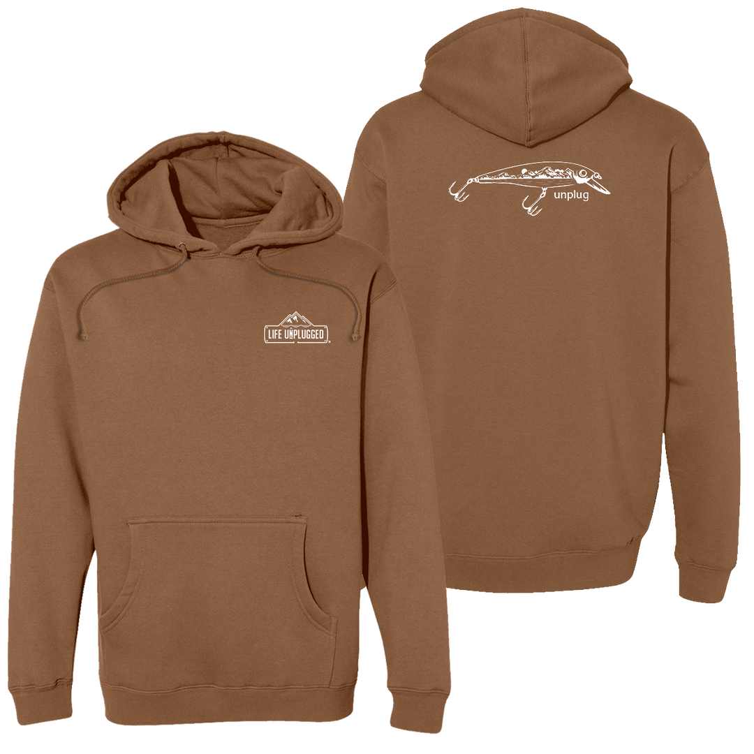 Fishing Lure Mountain Scene Heavyweight Hoodie