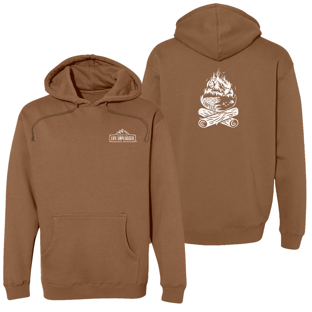 Campfire Mountain Scene Heavyweight Hoodie