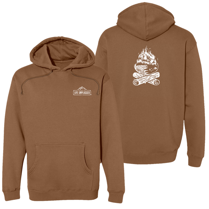 Campfire Mountain Scene Heavyweight Hoodie