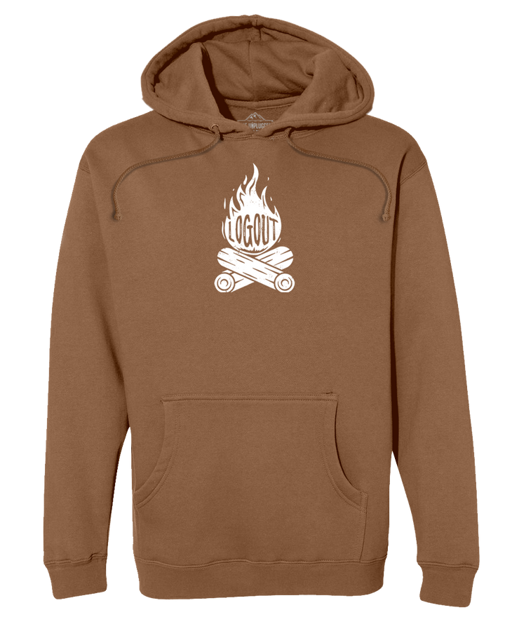 LOG OUT CAMPFIRE Premium Heavyweight Hooded Sweatshirt
