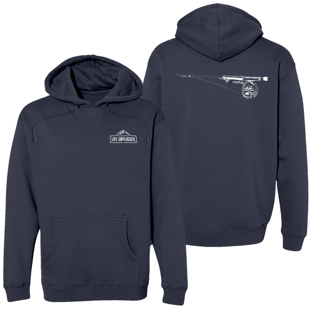 Fly Fishing Mountain Scene Heavyweight Hoodie