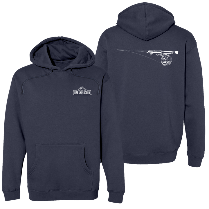 Fly Fishing Mountain Scene Heavyweight Hoodie