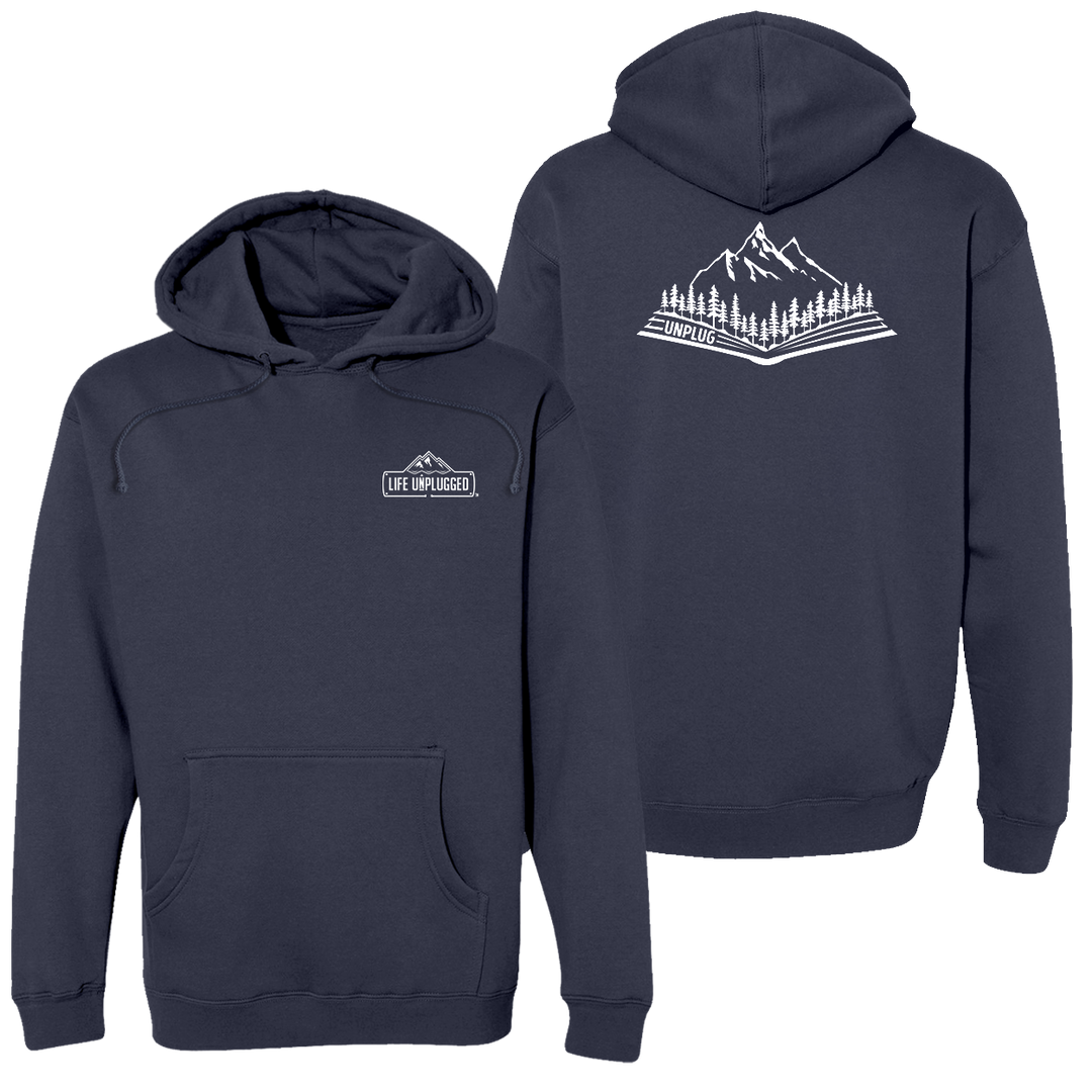 Open Book Mountain Scene Heavyweight Hoodie