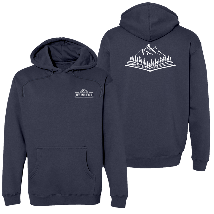 Open Book Mountain Scene Heavyweight Hoodie