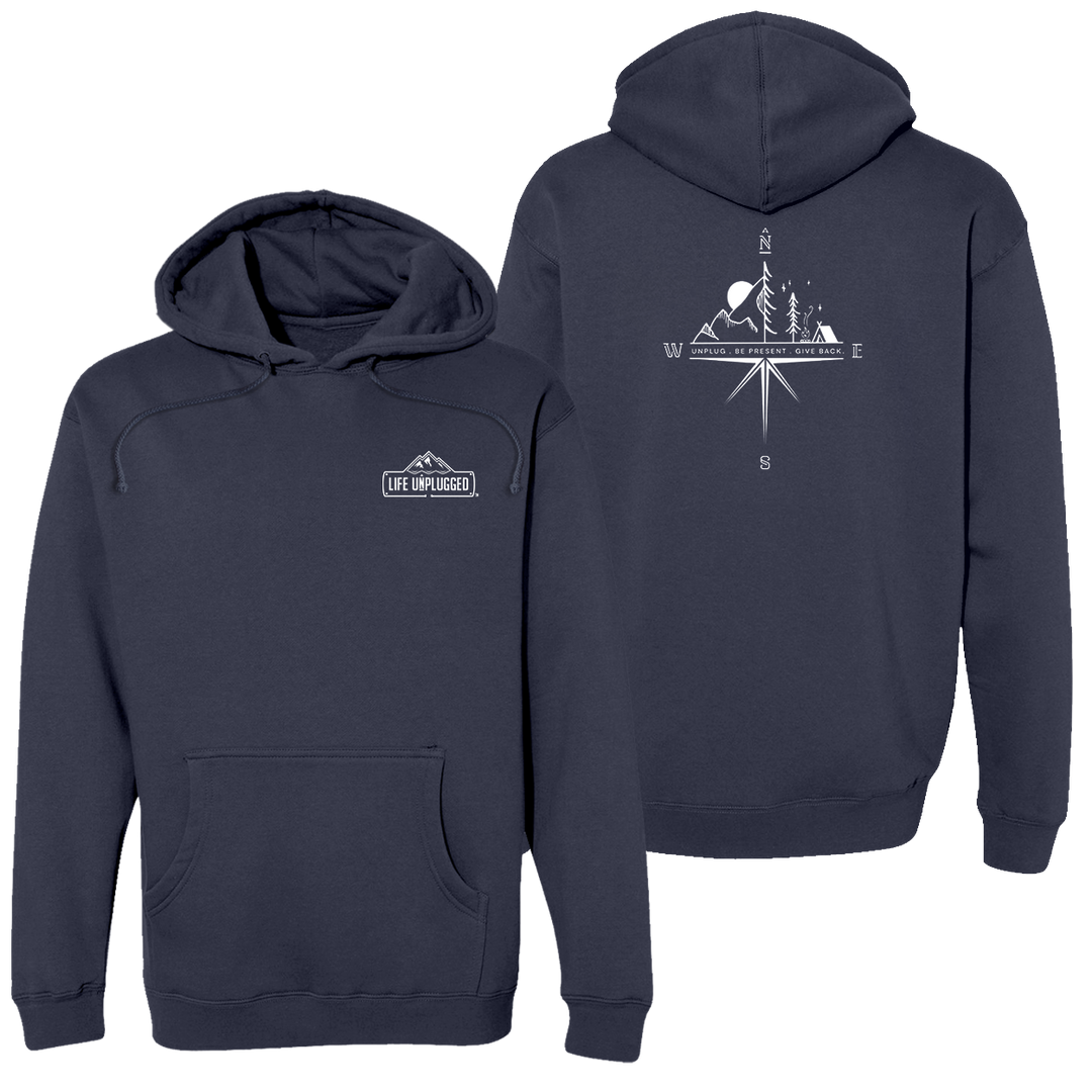 Compass Mountain Scene Heavyweight Hoodie
