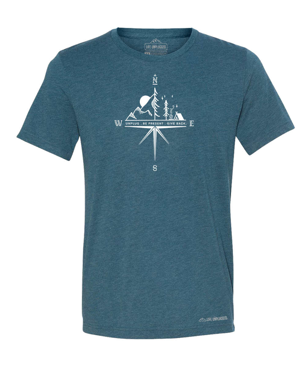 Compass Mountain Scene Premium Triblend T-Shirt - Life Unplugged