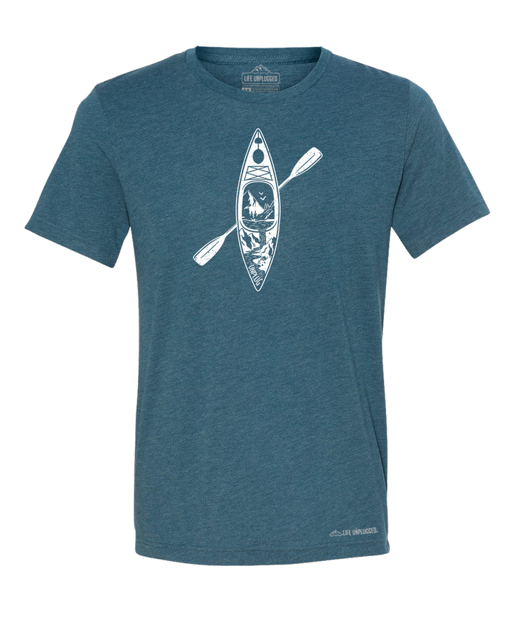 Kayak Mountain Scene Premium Triblend T-Shirt