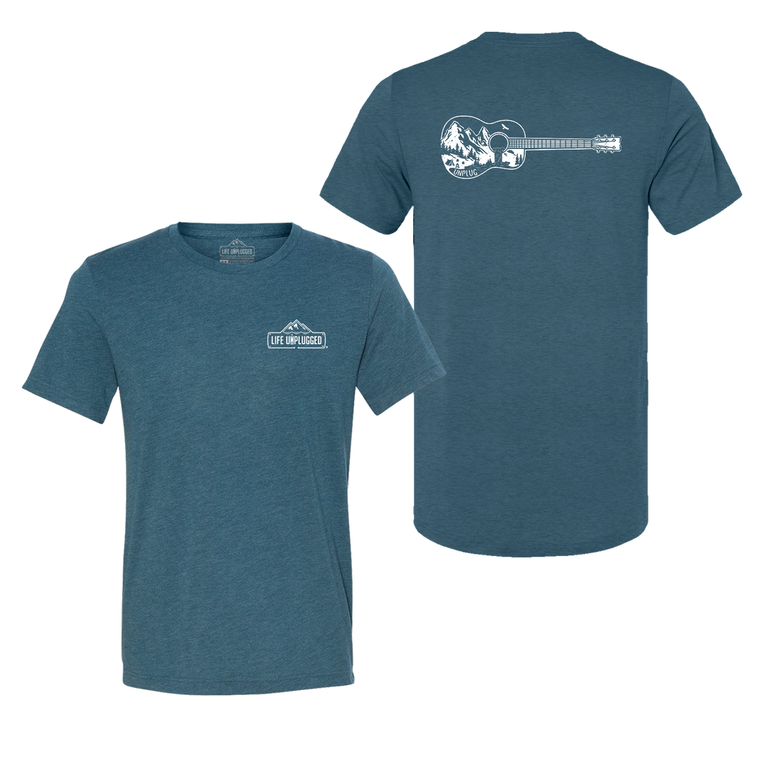 Guitar Mountain Scene Triblend T-Shirt