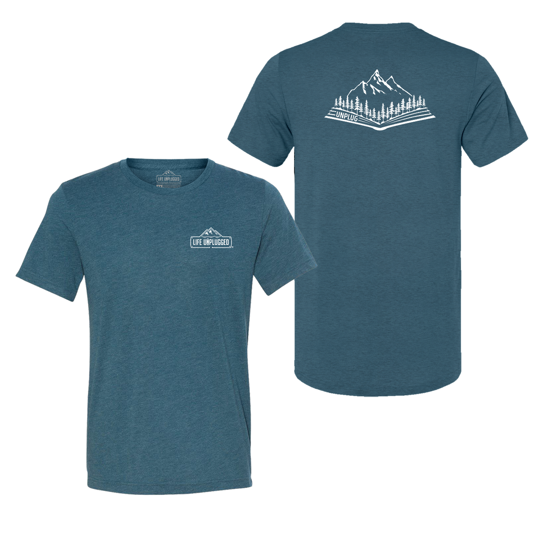 Open Book Mountain Scene Triblend T-Shirt