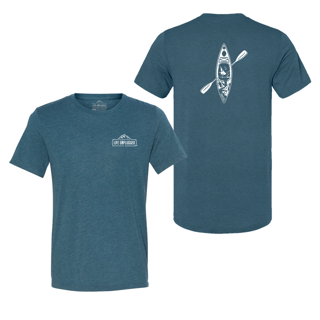 Kayak Mountain Scene Triblend T-Shirt