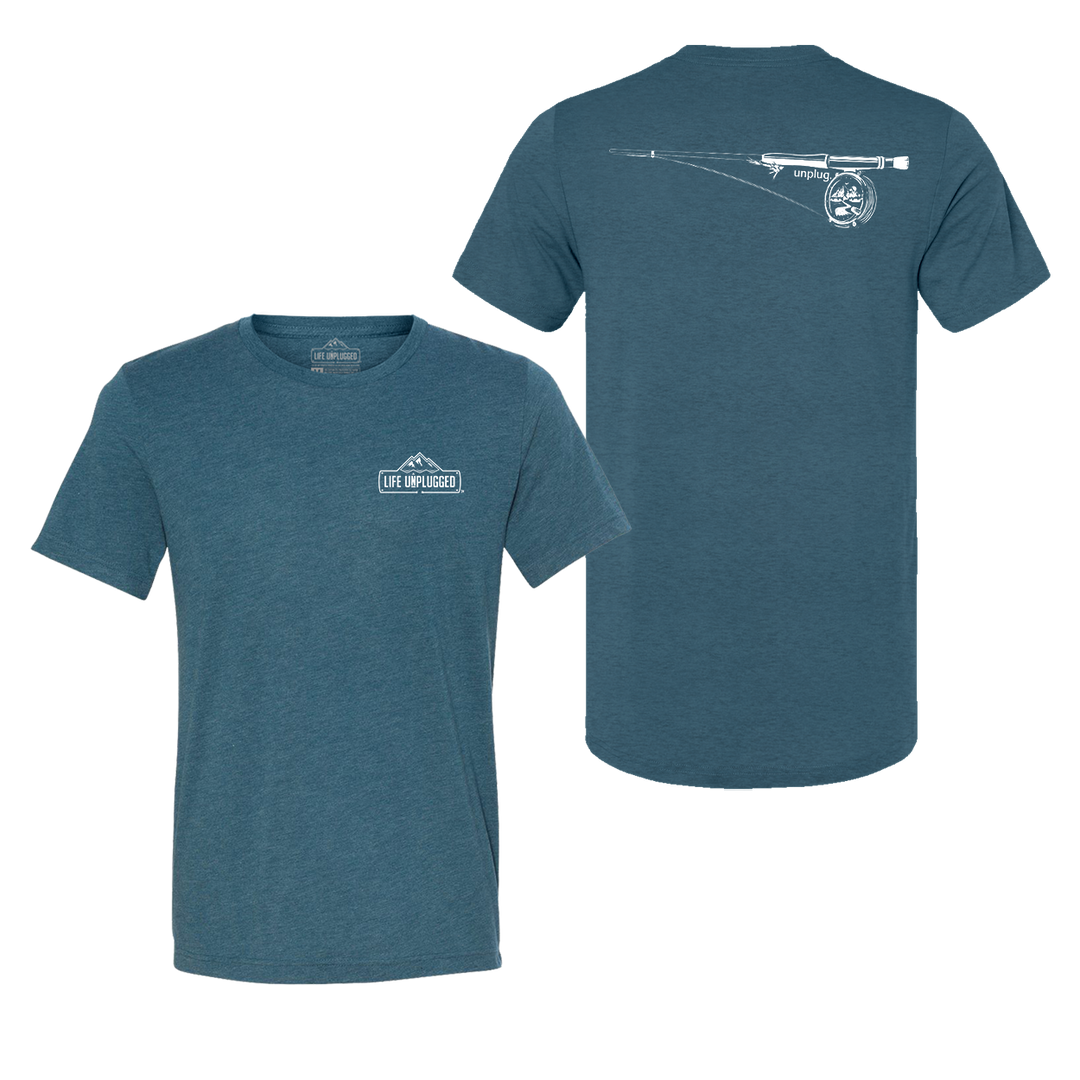 Fly Fishing Mountain Scene Triblend T-Shirt