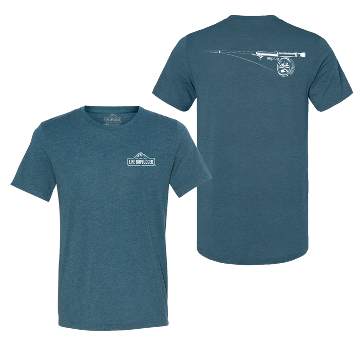 Fly Fishing Mountain Scene Triblend T-Shirt