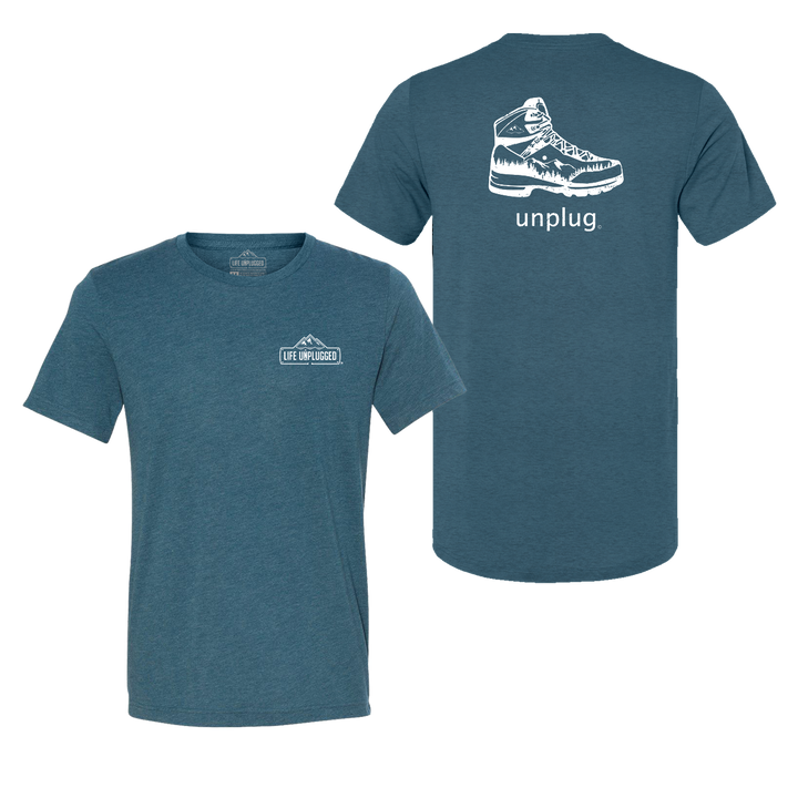 Hiking Boot Mountain Scene Triblend T-Shirt
