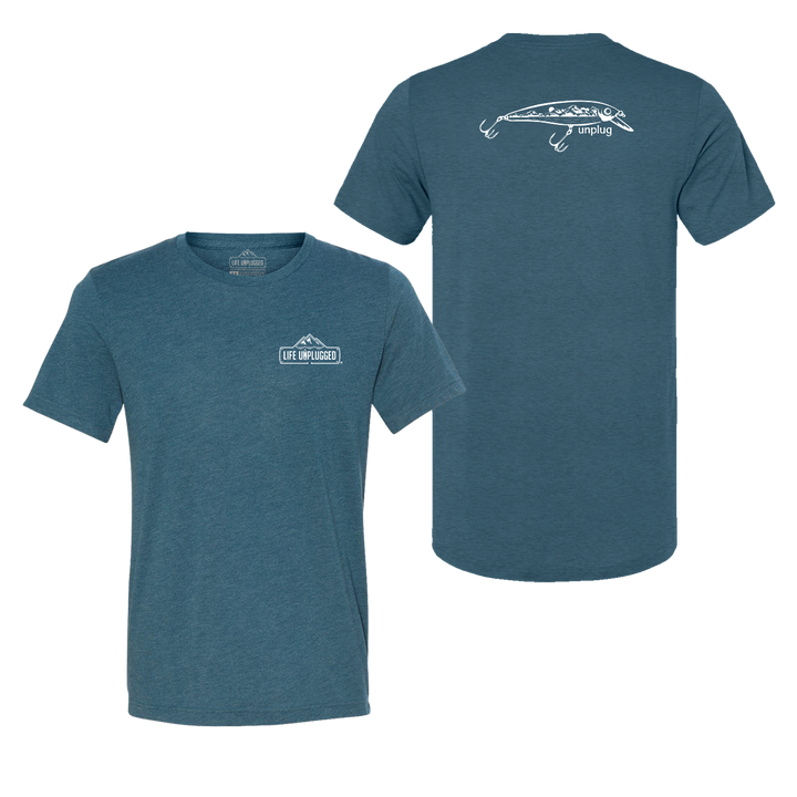 Fishing Lure Mountain Scene Triblend T-Shirt