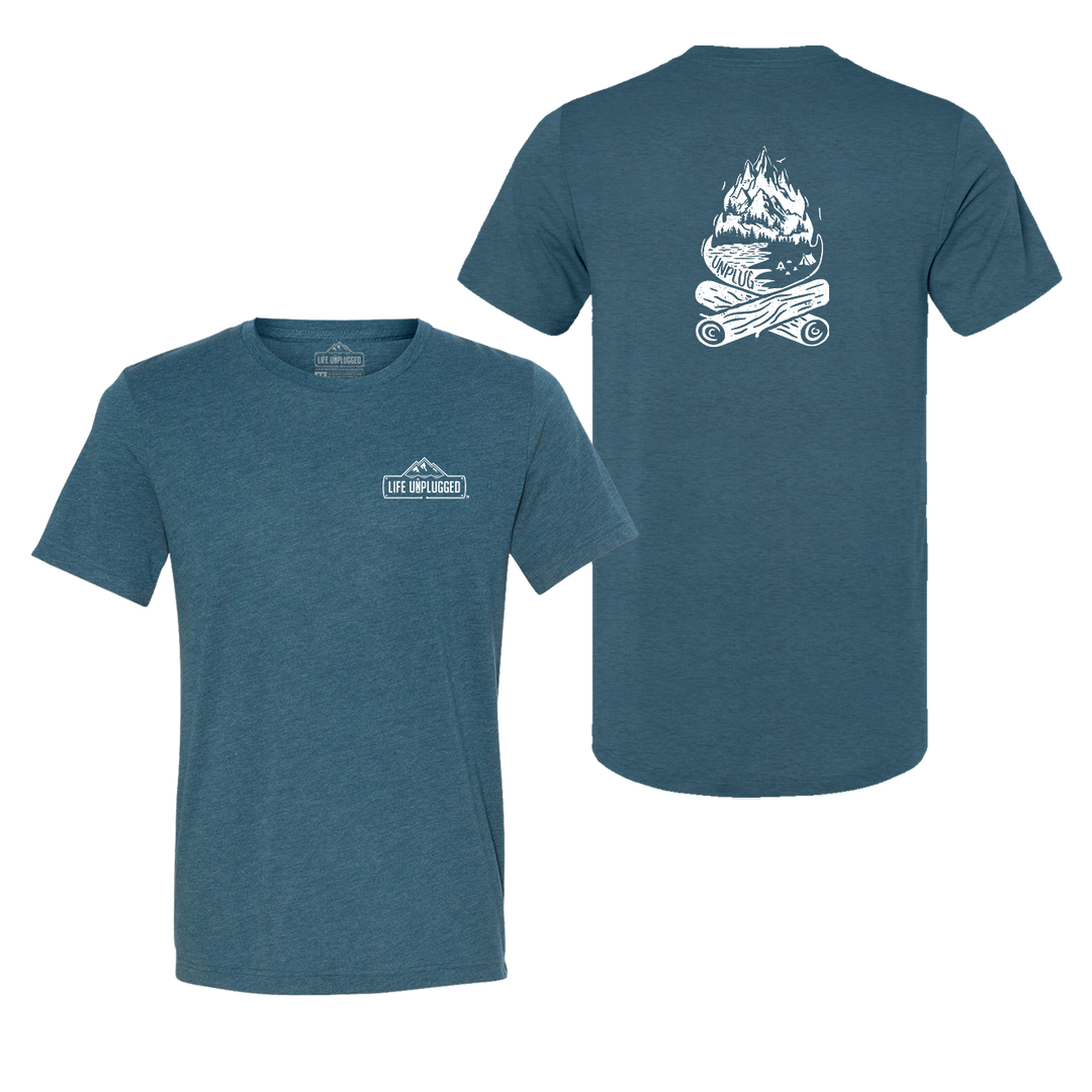 Campfire Mountain scene Triblend T-Shirt