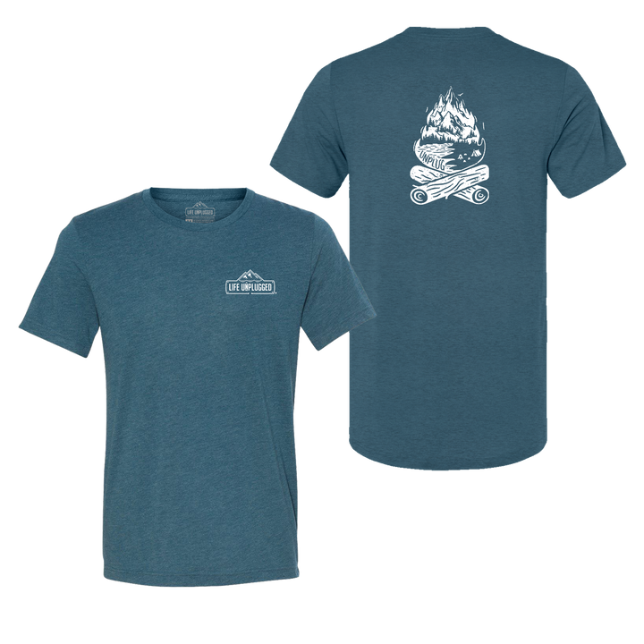 Campfire Mountain scene Triblend T-Shirt