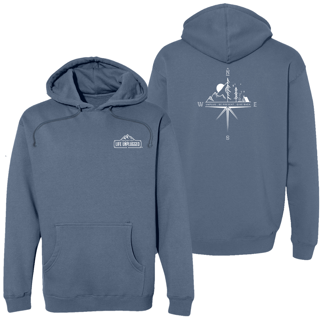 Compass Mountain Scene Heavyweight Hoodie