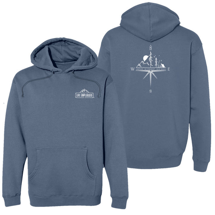 Compass Mountain Scene Heavyweight Hoodie