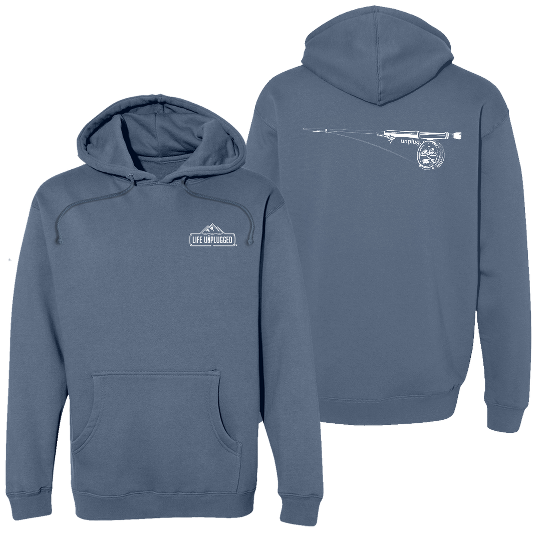 Fly Fishing Mountain Scene Heavyweight Hoodie