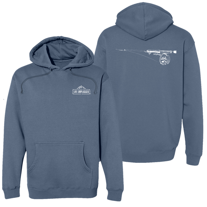 Fly Fishing Mountain Scene Heavyweight Hoodie