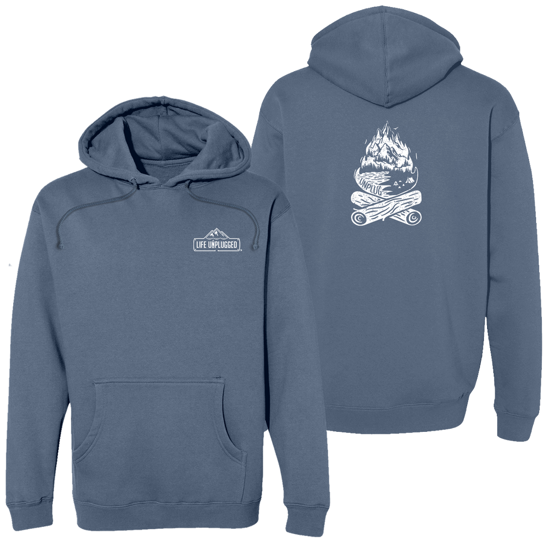 Campfire Mountain Scene Heavyweight Hoodie