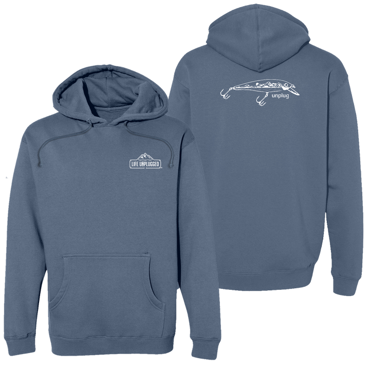 Fishing Lure Mountain Scene Heavyweight Hoodie