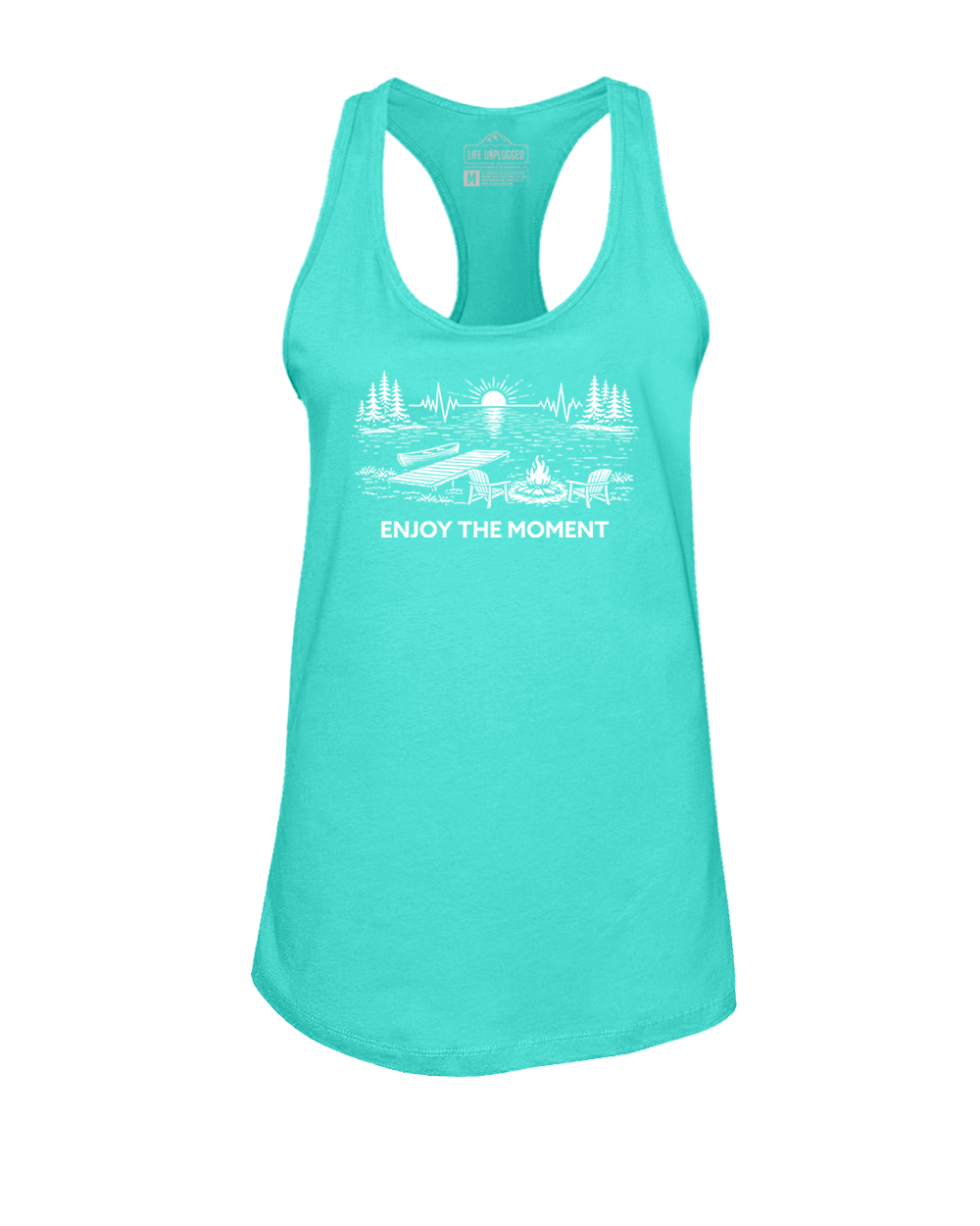 ENJOY THE MOMENT (LAKE SCENE) Women's Racerback Tank Top