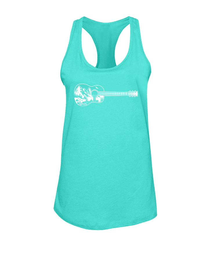 Guitar Mountain Scene Women's Racerback Tank Top
