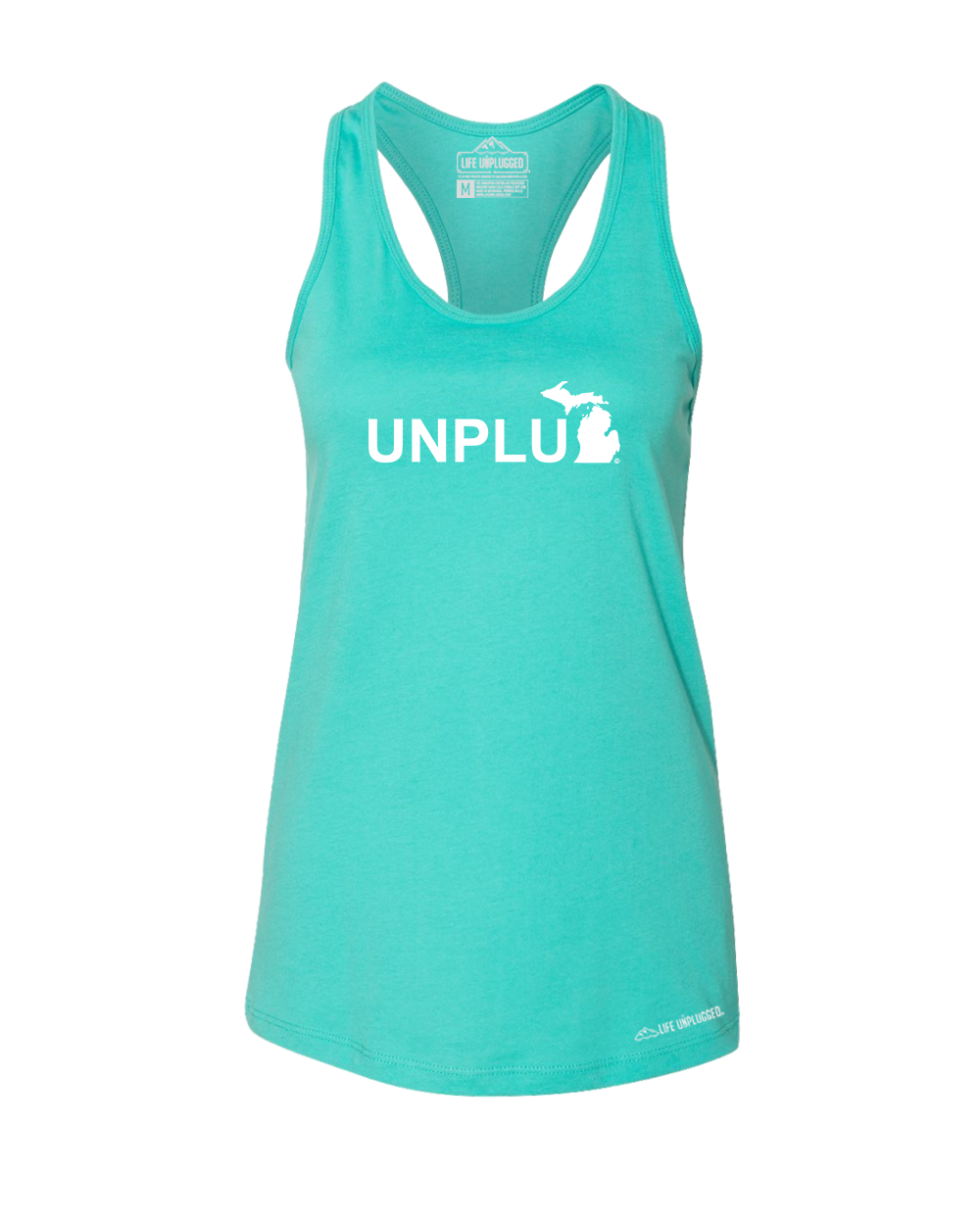 Unplug (MI) Premium Women's Relaxed Fit Racerback Tank Top - Life Unplugged