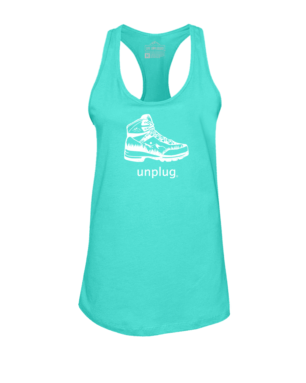 Hiking Boot Mountain Scene Women's Racerback Tank Top