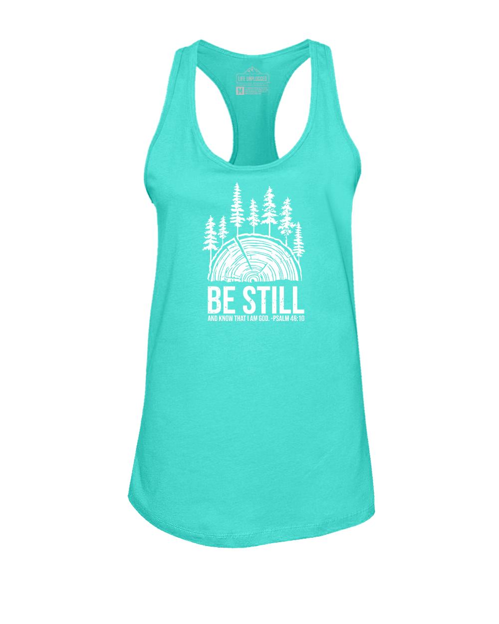 BE STILL IN THE WOODS Women's Racerback Tank Top XL - TEAL BLOWOUT