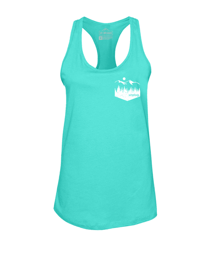 Unplug Mountain Left Chest Pocket Women's Racerback Tank Top