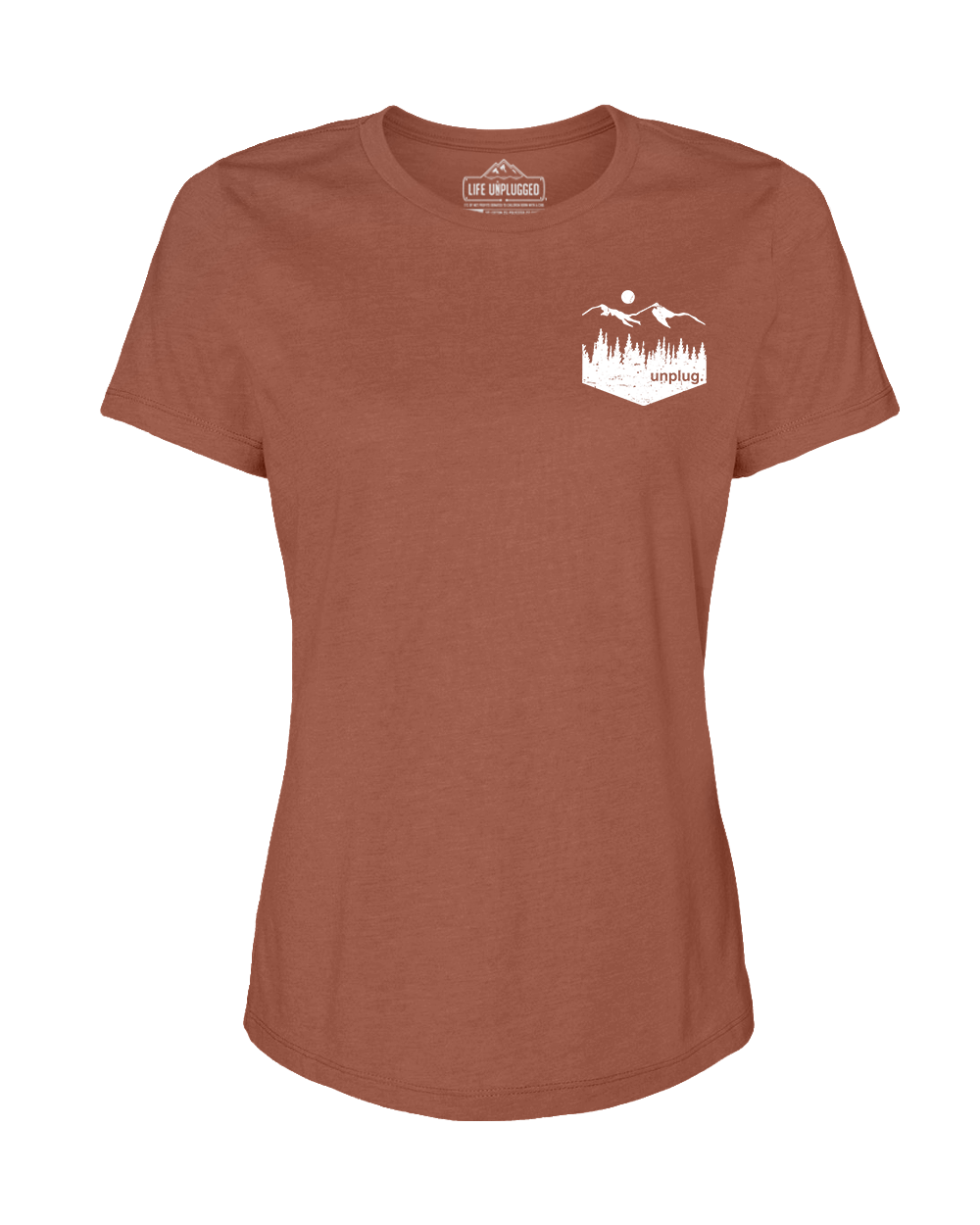 Unplug Mountain Left Chest Pocket Women's T-Shirt