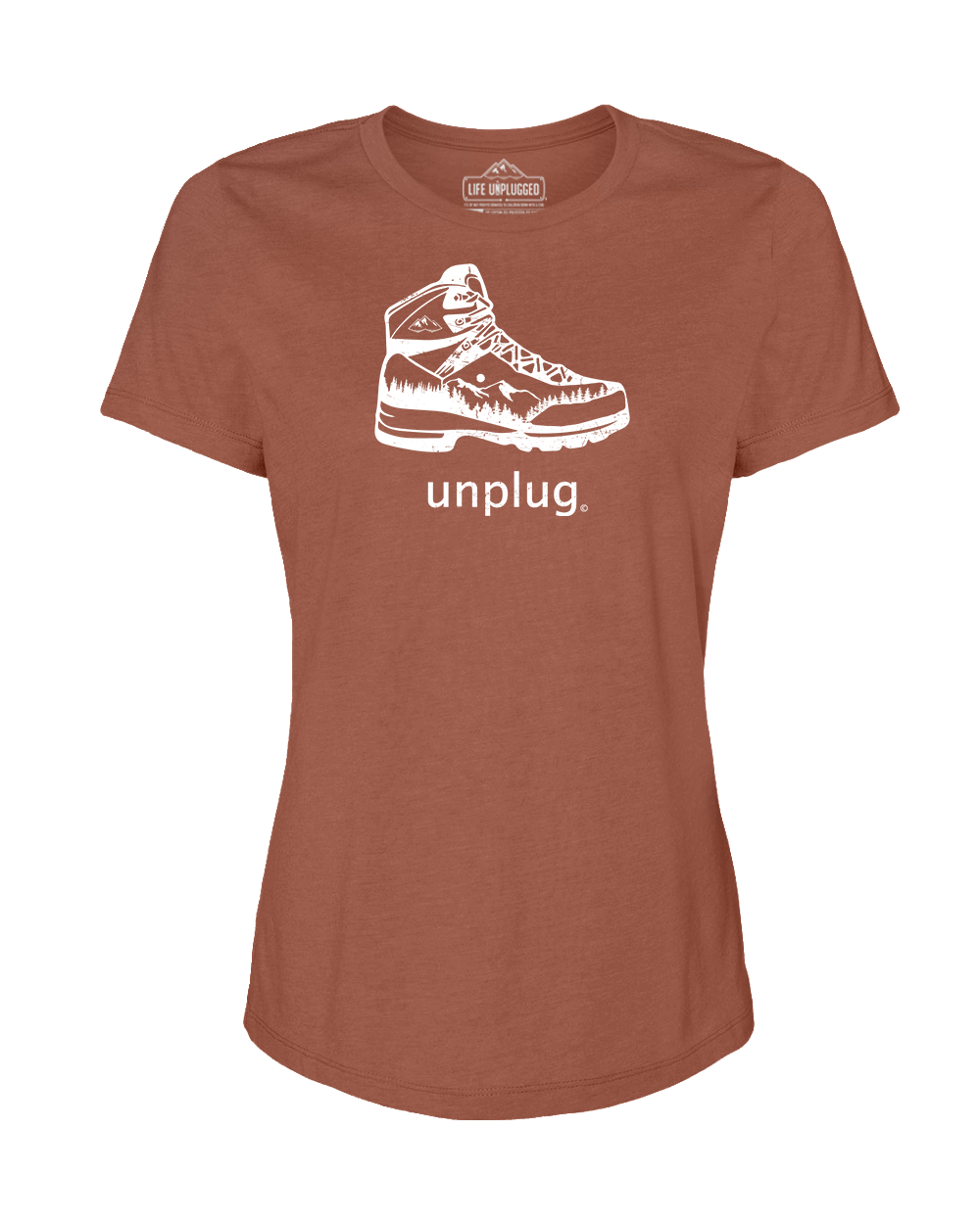 Hiking Boot Mountain Scene Women's T-Shirt