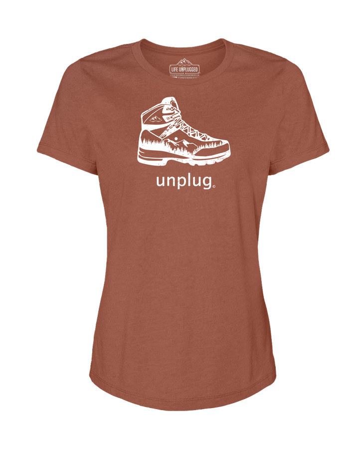 Hiking Boot Mountain Scene Women's T-Shirt