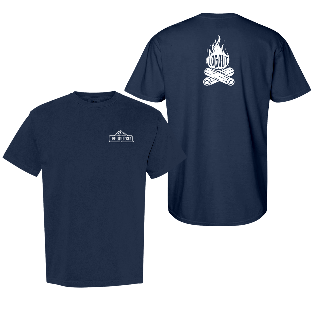 LOG OUT CAMPFIRE Cotton T-Shirt powered by Comfort Colors®