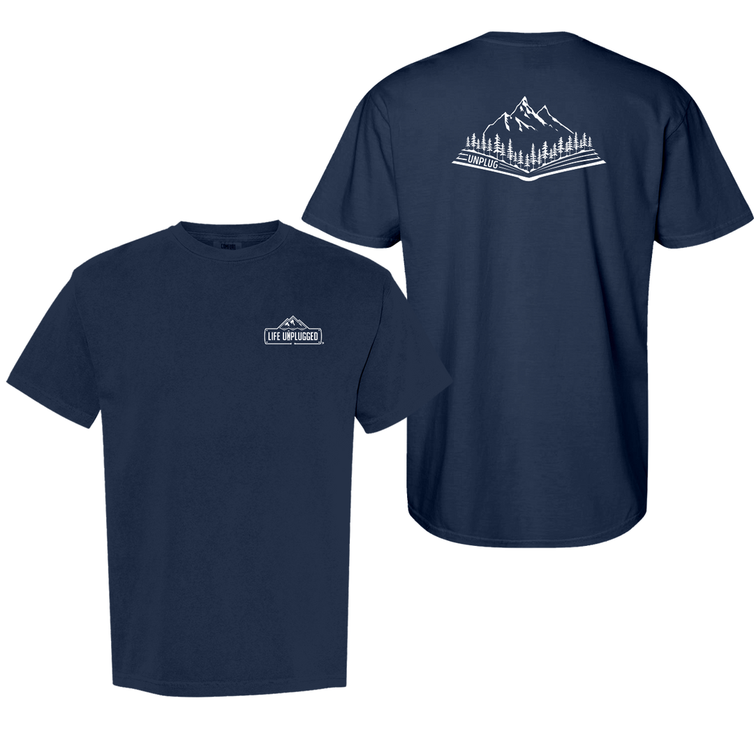 OPEN BOOK MOUNTAIN SCENE Cotton T-Shirt powered by Comfort Colors®