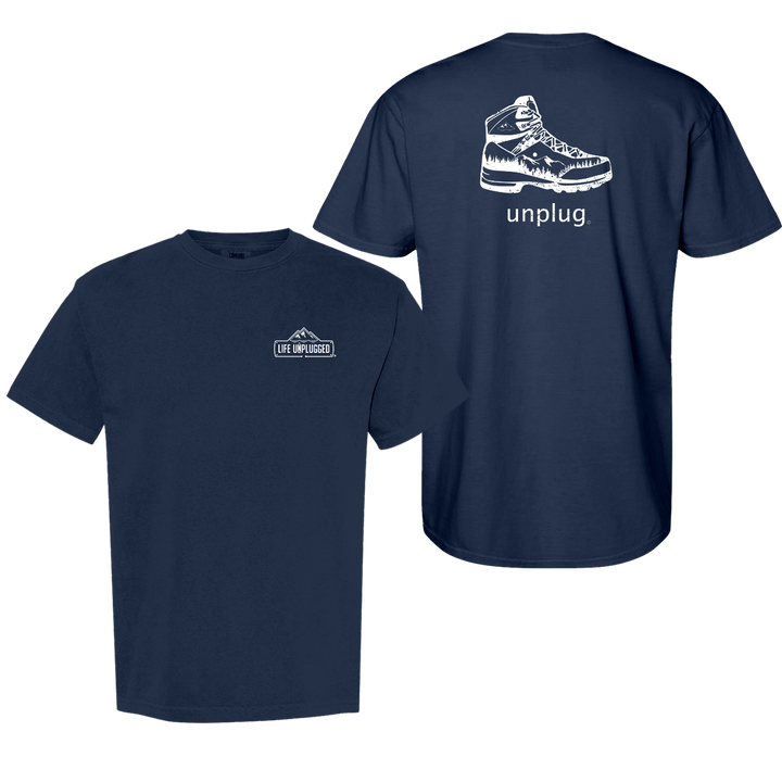 HIKING BOOT MOUNTAIN SCENE Cotton T-Shirt powered by Comfort Colors®