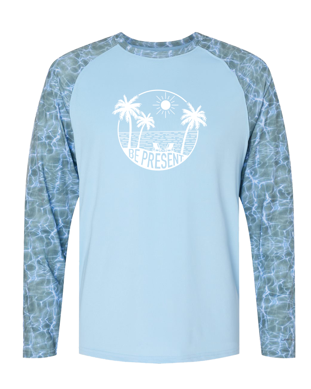 BE PRERESENT BEACH  Performance Long Sleeve with UPF 50+ 2XL - BLUE MIST WATER SLEEVE BLOWOUT
