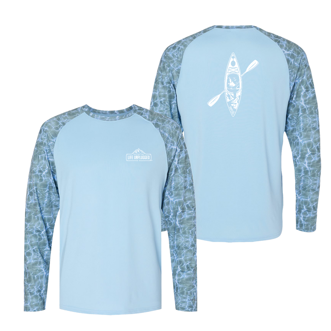 Kayak Mountain Scene Performance Long Sleeve with UPF 50+
